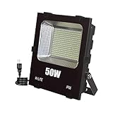改良版 LED 投光器 フラッドライト 昼光色 プラグ付き 6000K 高輝度 防水 作業灯 看板灯 集魚灯 駐車場灯 防犯 防災(50W)