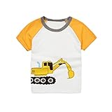 Tovadoo 子供服 ベビー服 男の子 トップス tシャツ 春夏 ショベルカー柄 イエロー 可愛い プレゼント 通学 旅行 海遊び 18ヶ月-6歳