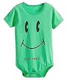 Nice Days（ナイス　ディズ）　夏ベビーロンパース 　　幼児服　半袖　可愛い　笑顔 (100, グリーン)