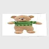 27.5 W x 11.8lインチカスタムコットンマイクロファイバーUltraソフトハンドタオルTeddy Bear Stuffed Animal Toy WearingグリーンストライプTop Is
