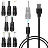 TJK USBケーブル 8 in 1 DC 5V2A電源ケーブル USB-丸口 変換プラグ付き DC充電コード 扇風機 ナイトライト などに適用 サイズ 3.5*1.35mm 4.0*1.7mm 4.8*1.7mm 5.5*1.7mm 5.5*2.1mm 5.5*2.5mm 6.3*3.0mm 6.4*4.4mm コネクタアダプタ (1本+8変換プラグ) (5V2A 充電ケーブル)