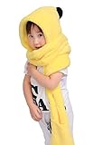 Ziweibaフード 付き マフラー 男の子 女の子兼用 キッズ ベビー 帽子 マフラー 手袋セット 一着OK キャップ 耳あて モコモコ 防寒対策 ボンボン クリスマスモチーフ (Fイエロー)