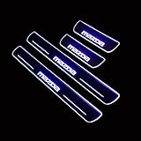 マツダ スカッフプレート ステップガーニッシュキッキング アテンザ アクセラ CX-3 CX-4 CX-5 CX-8 デミオ LED流れる アクリル製 ドアステッププレートLED発光 ！4枚フルセット 内装パーツ [並行輸入品] (ブルー)