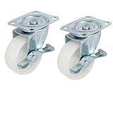 uxcell スイベルキャスターホイール　メタル・トッププレート　wブレーキ　トロリー　2個入り