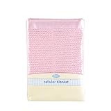DK 100 Percent Cotton Cellular Pram Blanket (Pink)