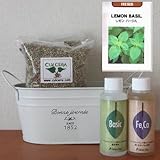 レモンバジルの栽培セット/豊作セット（液体肥料付き）プランターホワイト仕様
