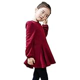 fayaleベビー女の子冬秋厚みウールセータードレス カラー: レッド