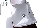 3点セット　RIKA.据置型陶磁器製洗面ボウル＋ ポップアップ排水栓＋S字床排水管