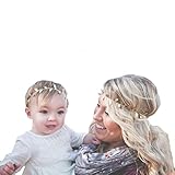 Ama ( TM ) 1セット赤ちゃんと女の子、母Gilding Leavesゴム布ヘアバンドヘッドギア US サイズ: 9.06" カラー: ゴールド