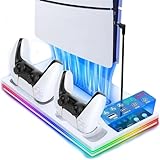 PS5 Pro/PS5/PS5 Slim対応 縦置きスタンド プレステ5 冷却ファン 【2025 新登場】Tomistan 急速充電 10種類のRGB雰囲気灯 LEDライト付き 充電指示ランプ付 スタンド 放熱対策 3段階風速調整 3台同時充電 多機能 収納 PS5/PS5 Pro/PS5 Slim ディスク/デジタル版対応