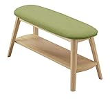 関家具(Sekikagu) ベンチ ナチュラル 幅90×奥行30×高さ46cm 座面グリーン 棚板付き 布張り 250388