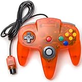 kiwitatá クラシックN64コントローラー N64 有線ゲーム交換用ジョイスティックコントローラー N64システム ビデオゲームコンソール用 クリアオレンジ