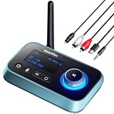 Bluetooth トランスミッタ レシーバー SOOMFON 3-in-1 ブルートゥース 5.3 オーディオ アダプター Aux 3.5mm RCA 光 デジタル接続 Bluetooth 送信機 受信機 BYPASS 一台三役 画面表示 2台同時接続可能 低遅延 通信距離30M テレビ スピーカー アンプ スピーカー イヤホンなど適用