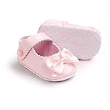 PUERI ベビー　シューズ　ファーストシューズ　プリンセス シューズ　赤ちゃん靴　柔らかい　滑り止め　歩行練習　蝶結び (M, ピンク)