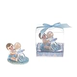 Lunaura Baby Keepsake - Set of 12 Boy Baby Holding on Large Pacifier Favors - Blue by Lunaura