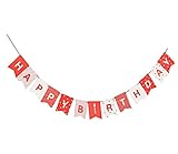 creve ガーランド 誕生日 バースデー レッド&ホワイト 1.5m 13枚セット 誕生日 誕生日会 パーティー お部屋飾り 子供部屋 赤ちゃん