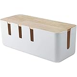 Mallalah Cable Box Large with Power Strip Cable Management Storage Box Cable Organizer for Stowing