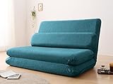 (本体：日本製) 背もたれ14段階リクライニング カバーリングソファベッド (ライトブルー)