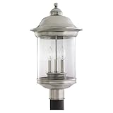 Sea Gull Lighting 82081-965 Outdoor Post Mount with Clear?Glass Shades, Antique Brushed Nickel Finis
