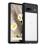 Google Pixel7A 用 ケース クリア 耐衝撃 PC背面+TPU 柔軟 防指紋 米軍MIL規格 ストラップホール付き ワイヤレス充電対応 透明 薄型 黄変防止 滑り防止 (ブラック) 15-Pixel7A-04