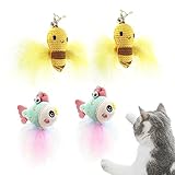 SONGWAY猫じゃらし ねこおもちゃ ハチ 魚 可愛い交換用4個