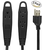 BindMaster 10 Feet Extension Cord / Wire, 3 Prong Grounded, 3 outlets, Heavy Duty, Black {2 Pack} [並