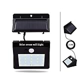 ソーラーライト アウトドア 壁掛け 20LED対応 パネル分離可能 2.5mケーブル付き 屋外/室内兼用 明暗と人感センサー 防犯・防災対策 IP65防水 高輝度 自動点灯/消灯 ホワイト