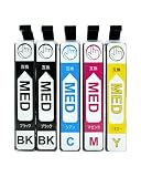 MED-4CL ＋ MED-BK(目印：メダマヤキ) 4色5本セット(黒2本入) EPSON用互換インクカートリッジ エプソン用互換インク 対応機種 EW-056A EW-456A MED-4CL MED-BK MED-C MED-M MED-Y EW-056Aインク EW-456Aインク MED-BK MED-BK EW-056A EW-456A