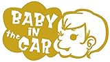 Baby in the car 　ベービーインザカー　赤ちゃんが乗ってますステッカー (ゴールドGOLD)