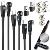 DAIAD マグネット 充電ケーブル 9PIN PD100W対応 3本セット Type-C/MicroUSB端子 USB-A変換付属 急速充電 5A eMarker データ転送 USB-C Android スマホ タブレット ノートPC対応 LED 防塵 着脱式 ナイロン編組 0.5m / 1m / 2m