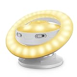 SOONHUA LED人感センサーライト ブラケットライト UFO型小夜灯 テーブルランプ デスクライト ステップライト リング型ライト 夜間自動照明 360°回転 USB充電 (イエローライト)