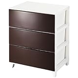 【収納　引出し】　場所を選ばず置けるスタイリッシュな引出し　ワイド　３段　ＢＲ