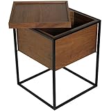 タンスのゲン 【完成品】 スライド式 サイドテーブル 正方形 幅40 アイアン 木製 北欧 モダン カフェ テーブル 収納 ウォールナット 30800001 WN