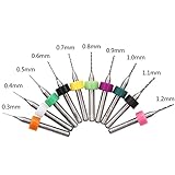 Keepjoy 10pcs エンドミル 小径エンドミルセット Set HQ 10x 0,3 mm - 1,2 mm PCB硬質合金 ビット10本セット
