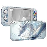 eXtremeRate switch liteに対応用パターン柄互換するケースシェル、任天堂switchライトコントローラー修理キットハウジング/スクリーンフィルム付き、switchライトに対応用カスタムケースカバー【白銀龍】