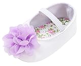 C-Princess ベビー靴 ファーストシューズ ルームシューズ サンダル 赤ちゃん 新生児 女の子 お姫様 歩行練習 ソフト お花モチーフ 可愛い 出産祝い パープル 13cm