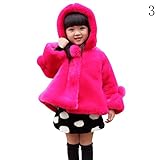 Nice Days（ナイス　ディズ）　 子供服 秋冬 キッズ コート 女の子 ふわふわ 柔らか ボア ボンボン フード付き 厚手 あったか 防寒 通園 通学用 (160, バラ色)
