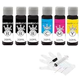 【UNIQUE-INK】キャノン用詰め替えインク BC-310/311 BC-340/341 BC-345/346 BC-360/361 BC-365/BC-366共通用 (3BK/C/M/Y) 6セット 各30ml 【Canon用詰め替えインク/個包装/器具付（インク充填用注射器/注射器用ノズル/作業用手袋/ドリル/注入口シール）】