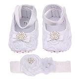 Domybest　ベビーシューズ　フォーマル　ファーストシューズ キッズ靴　シューズ+ヘアバンド2点セット　女の子　フラワー　プリンセス風　春　夏　秋　赤ちゃん歩行靴　撮影　出産祝い　結婚式 発表会 