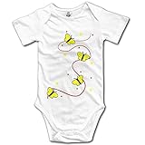カッコいい ボーイとガール 美しい スターと蝶 アスタリスク 半袖ロンパース 100%綿 White Size 12 Months