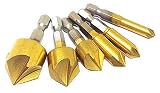【TKY】 高品質 面取りカッター バリ取り 皿もみ 加工 高速度鋼 六角軸 木工 金属 工具 6本 セット