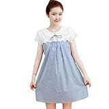 ワンピース マタニティー 授乳服 マタニティ ゆったり 大きいサイズ 妊娠服 Aライン おしゃれ マタニティ 産前・産後 長く使える 授乳服には見えない M L XL ブルー (M)