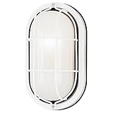 Westinghouse 6783500 One-Light Exterior Wall Fixture, White Finish on Steel with White Glass Lens [並