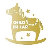 デザイン工房ＳＩＧＮＳ 車ステッカー Child in car 1 綺麗にはがせる 車 ステッカー 木馬 ゴールド (マット）