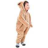 （赤ちゃんまーけっと） クマ 着ぐるみ もこもこ着ぐるみ 赤ちゃん ベビー 子供 子供服 防寒着 ボア モコモコ ギフト ブラウン 95cm
