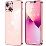 fuweisitong 用の iPhone13 ケース クリア カメラ保護 薄型 TPU 軽量 変形防止 人気 スリム ソフト アイフォン 13 カバー 衝撃吸収 ストラップホール付き(ローズゴールド)