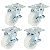 uxcell キャスターホイール　旋回板　玉軸受　トロリーキャスター　単一ホイール　wブレーキ　4個入り
