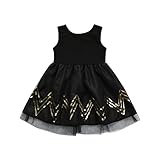 Kehen夏ミニドレスノースリーブブラックパーティーレースチュチュドレスキッズ幼児用ベビーガールズパーティープリンセスドレスUp 3T ブラック 201801226