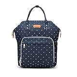 (キープビン)Keepbin マザーズバッグ リュック 3way 背面ファスナー マザーズリュック 軽量 大容量 多機能 ベビーバッグ (ドットブルー)