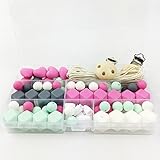 Mamimami Home 歯固め シリコーン製 ビーズ 12mm-20mm 噛のビーズ ピンクのハート型 ビーズゼント 24個 丸 おしゃぶりホルダー 授乳用ジュエリー DIY 材料パッケージ 「ボ